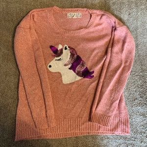 Sequin knit unicorn sweater